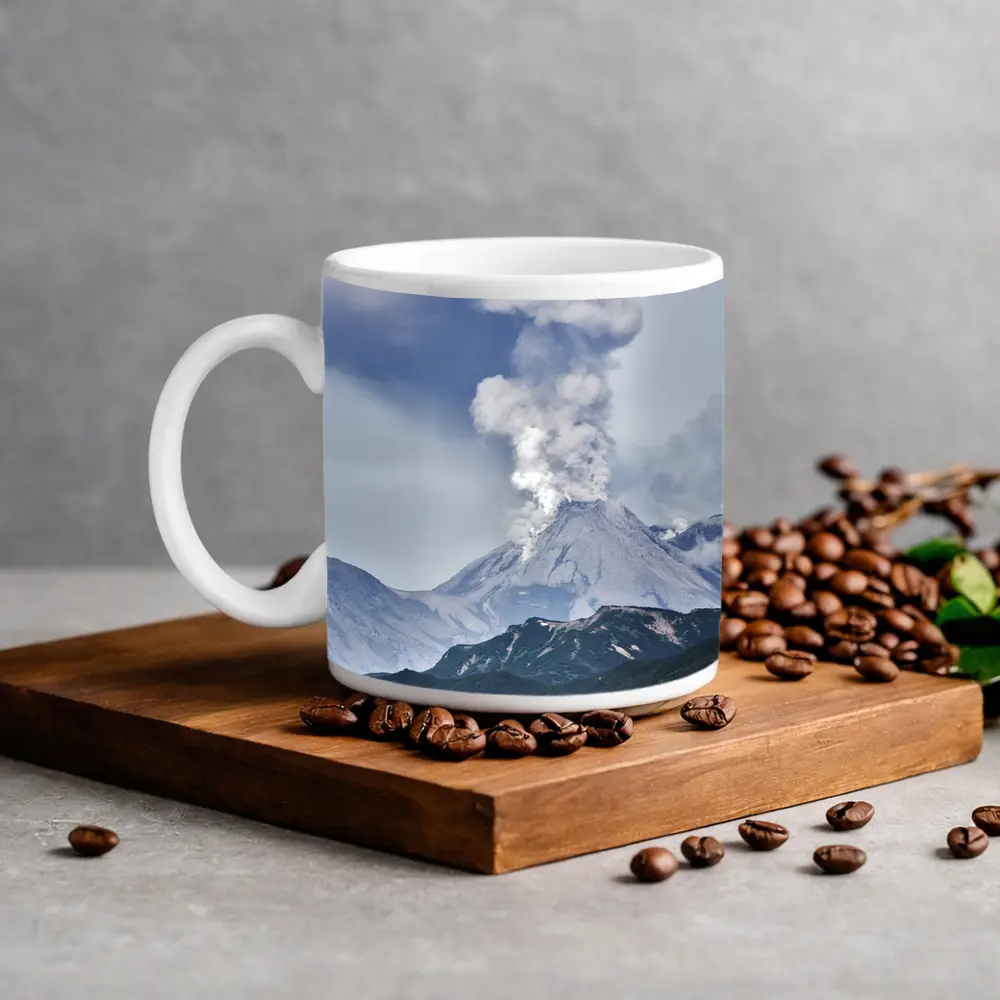 Erupting Volcano Ash Cloud Mountain Landscape – Mugs