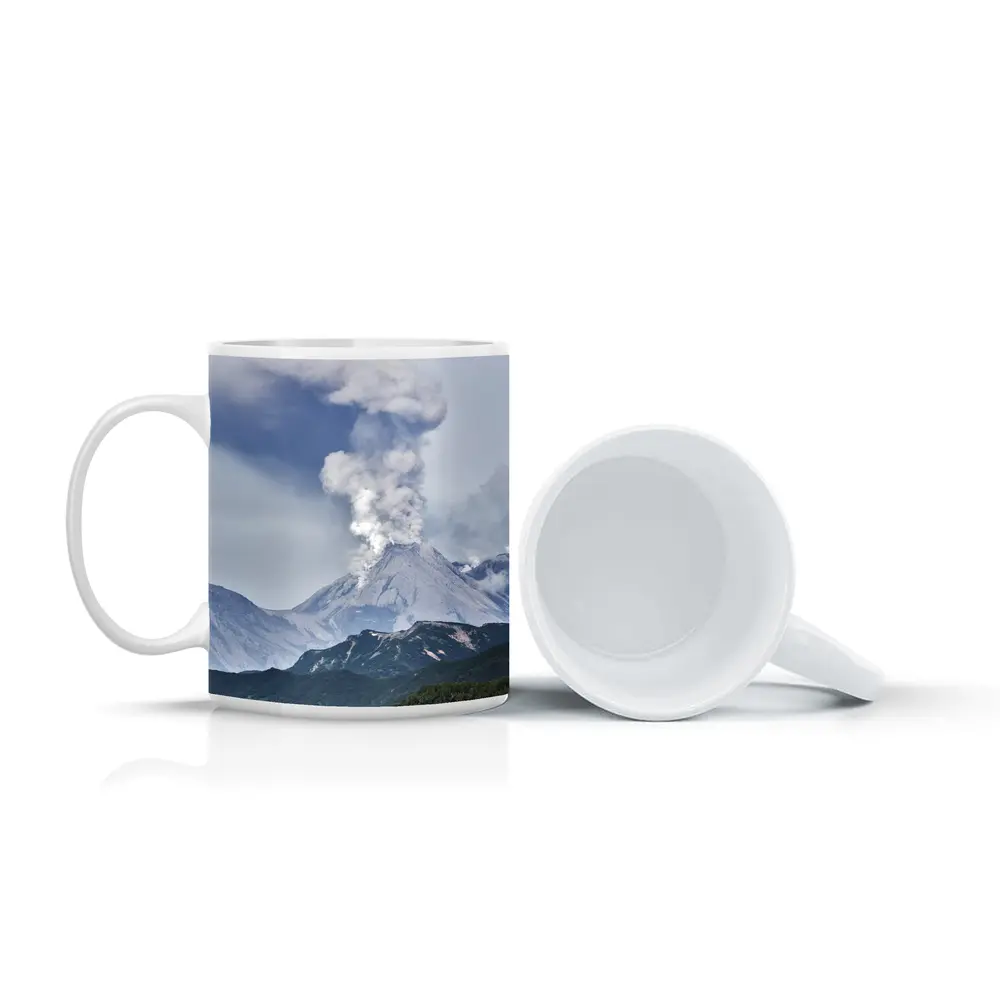 Erupting Volcano Ash Cloud Mountain Landscape – Mugs