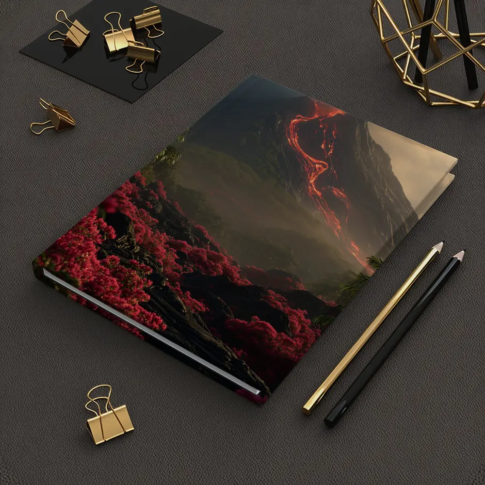 Erupting Volcano Lava Flow Tropical Flowers – Notebooks