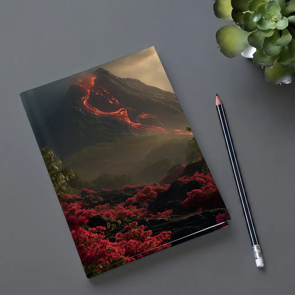Erupting Volcano Lava Flow Tropical Flowers – Notebooks