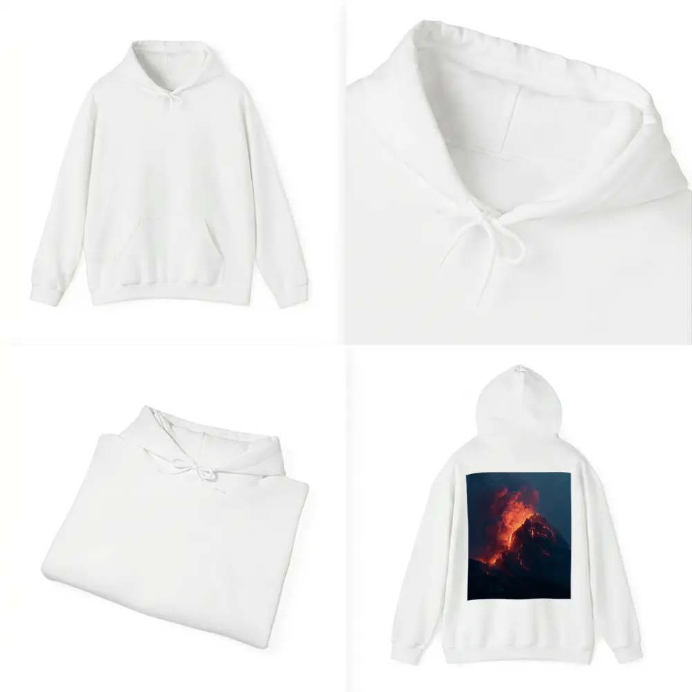 Erupting Volcano Glowing Lava Night Sky – Hoodies
