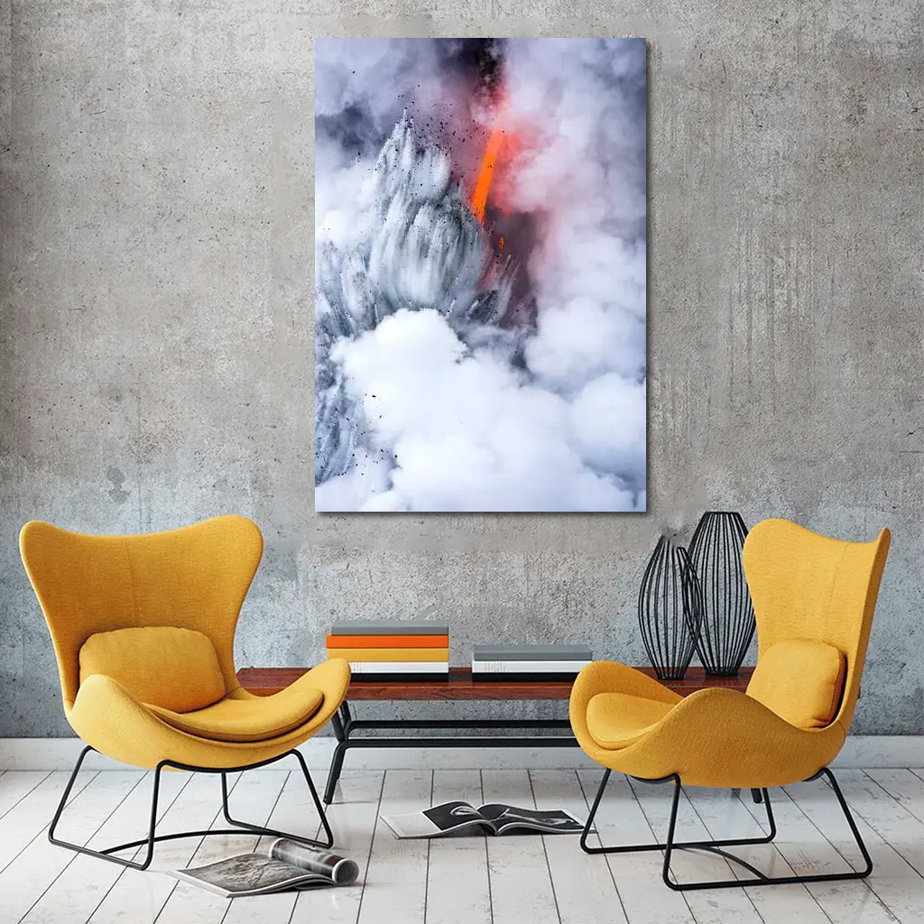 Lava Flow Erupting Through Steam Clouds – Wall Art