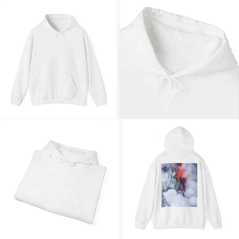 Lava Flow Erupting Through Steam Clouds – Hoodies