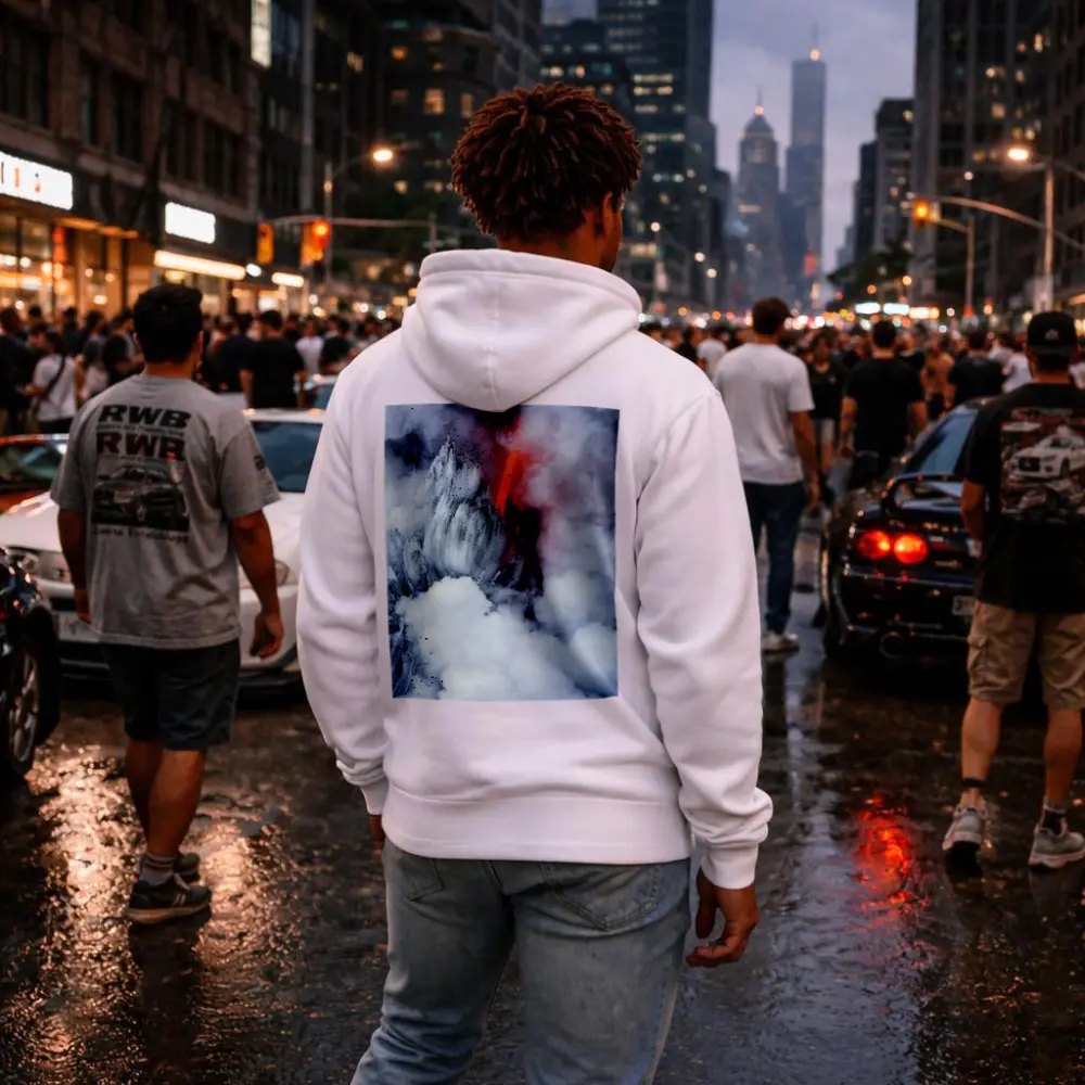 Lava Flow Erupting Through Steam Clouds – Hoodies