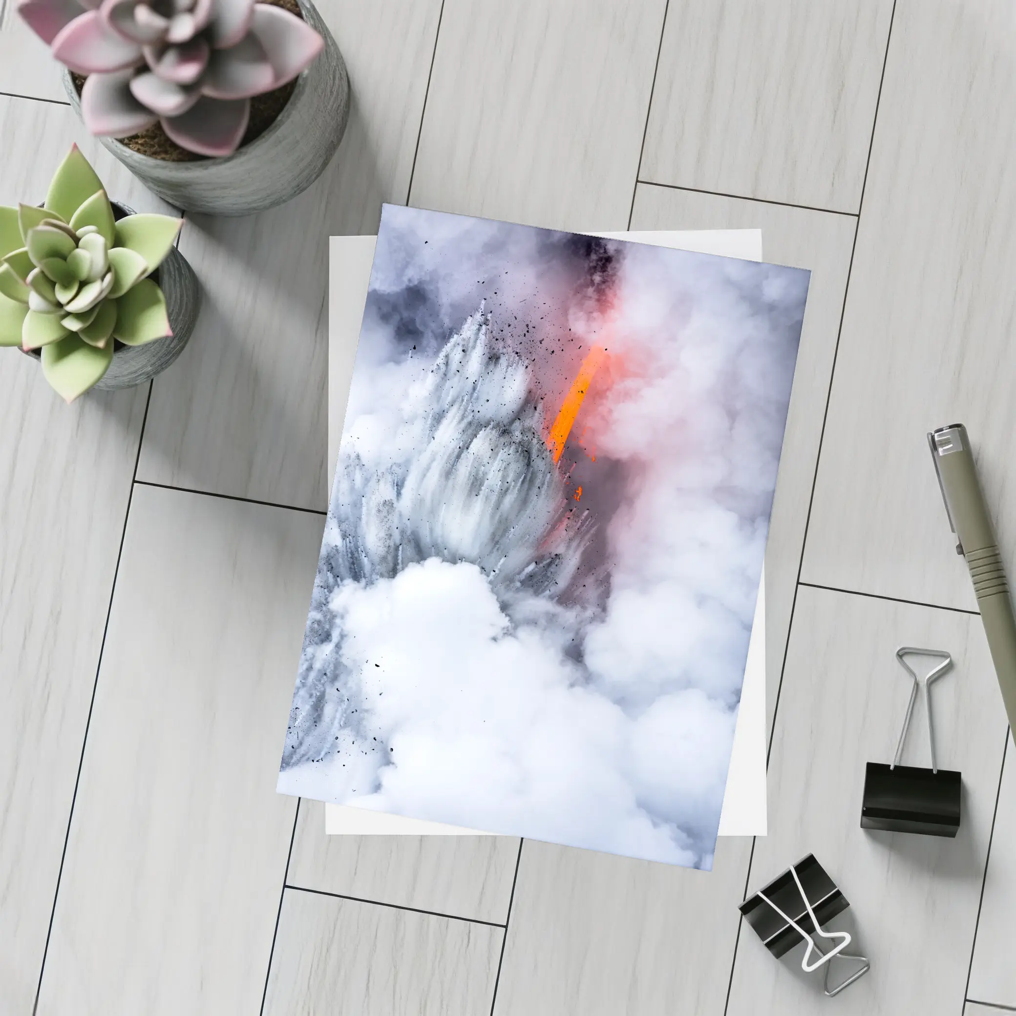 Lava Flow Erupting Through Steam Clouds – Postcards