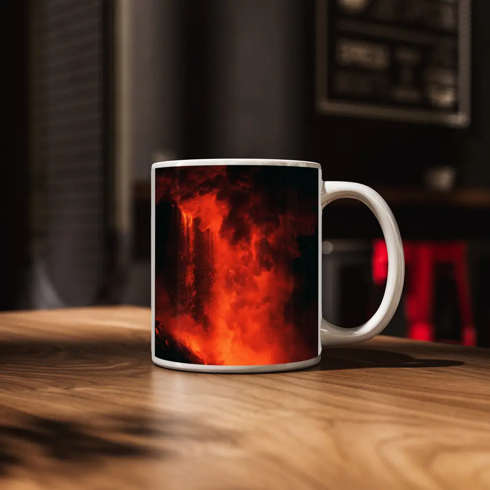 Volcanic Eruption Glowing Red Lava Night – Mugs