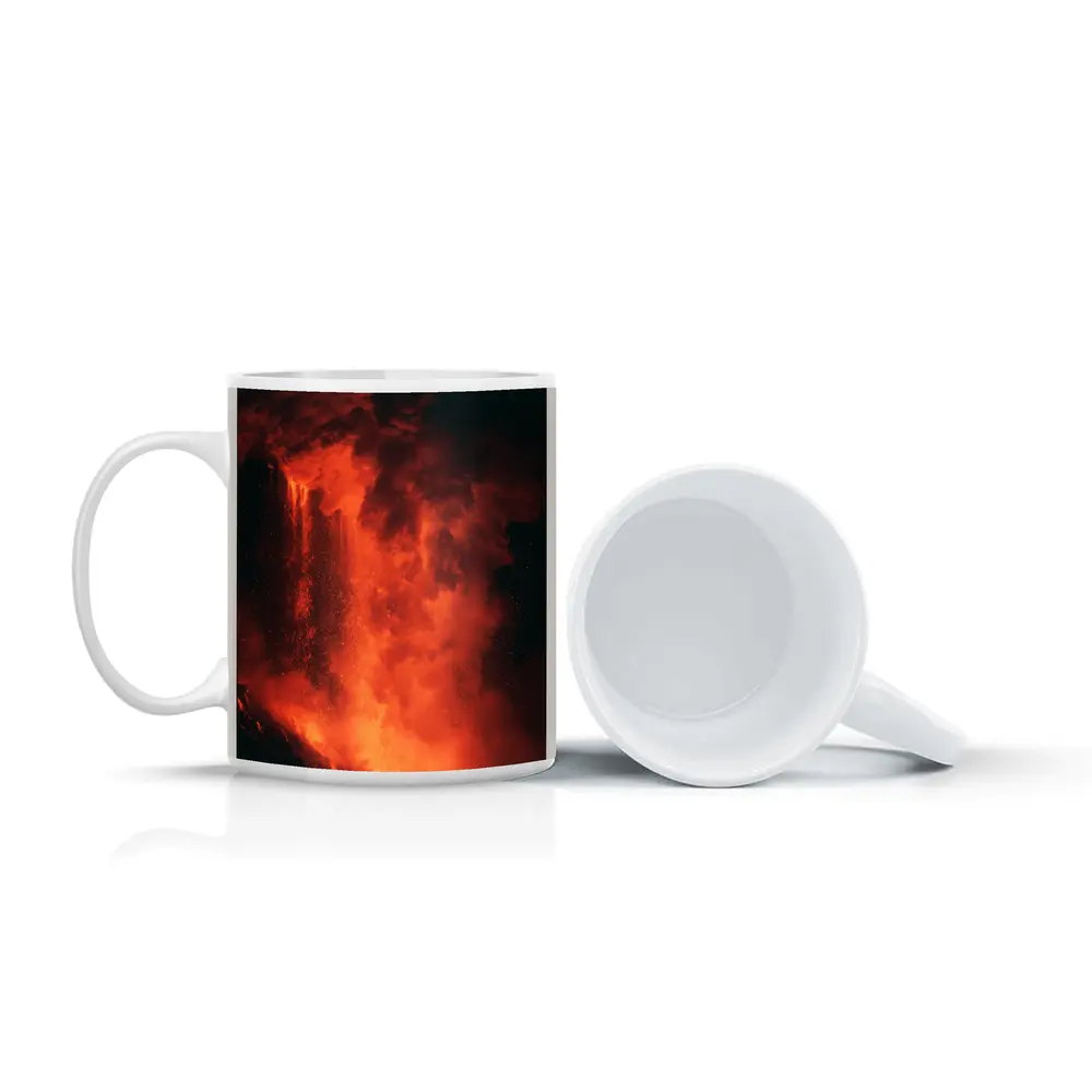 Volcanic Eruption Glowing Red Lava Night – Mugs