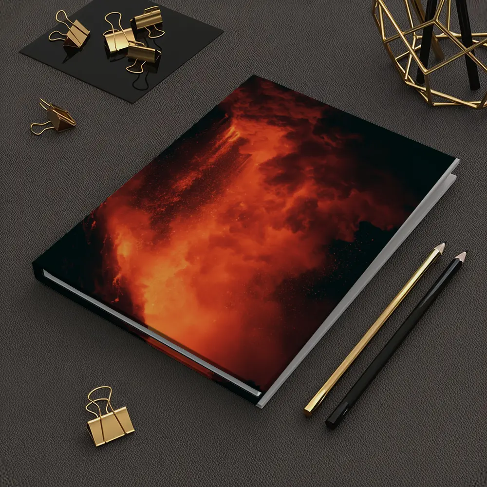 Volcanic Eruption Glowing Red Lava Night – Notebooks