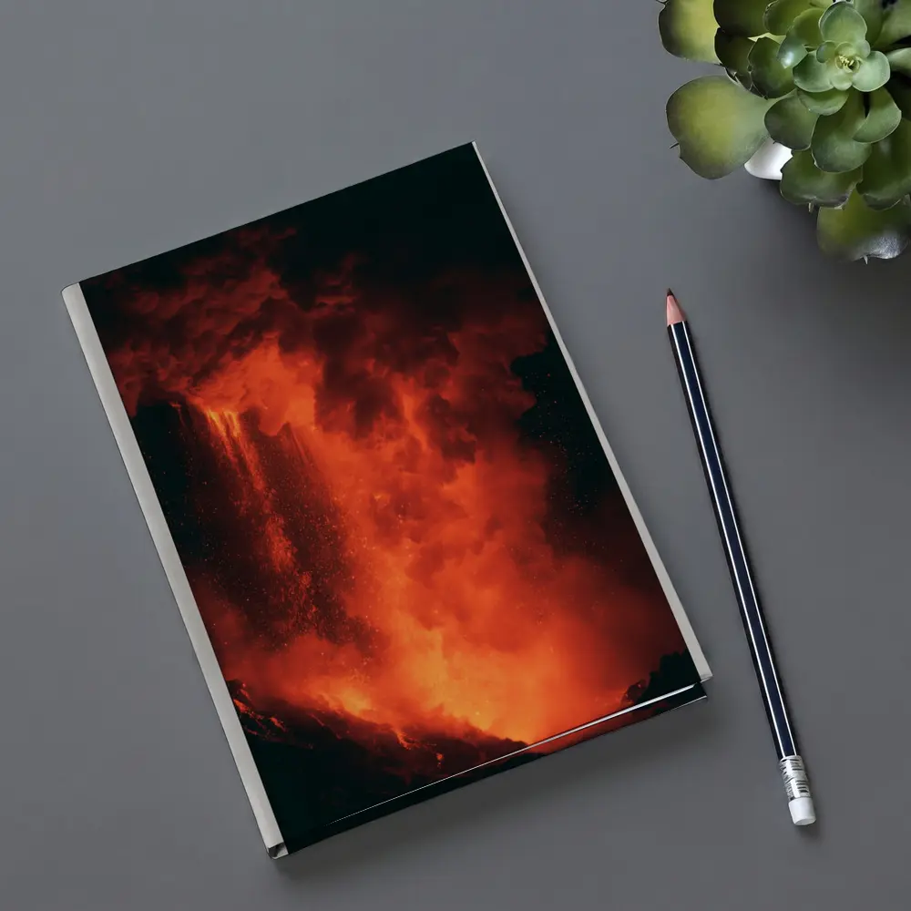 Volcanic Eruption Glowing Red Lava Night – Notebooks