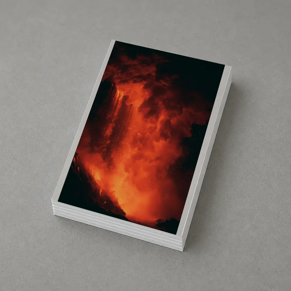Volcanic Eruption Glowing Red Lava Night – Postcards