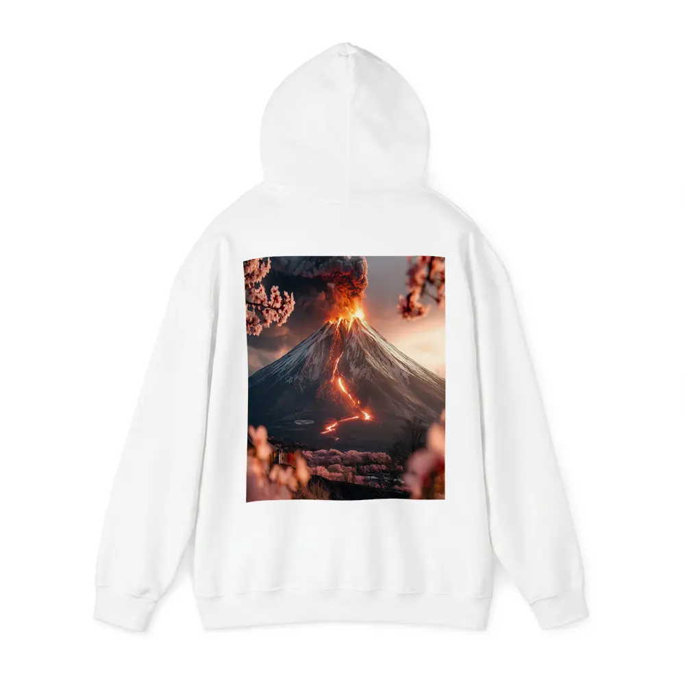 Erupting Volcano Cherry Blossoms Japan Landscape – Hoodies
