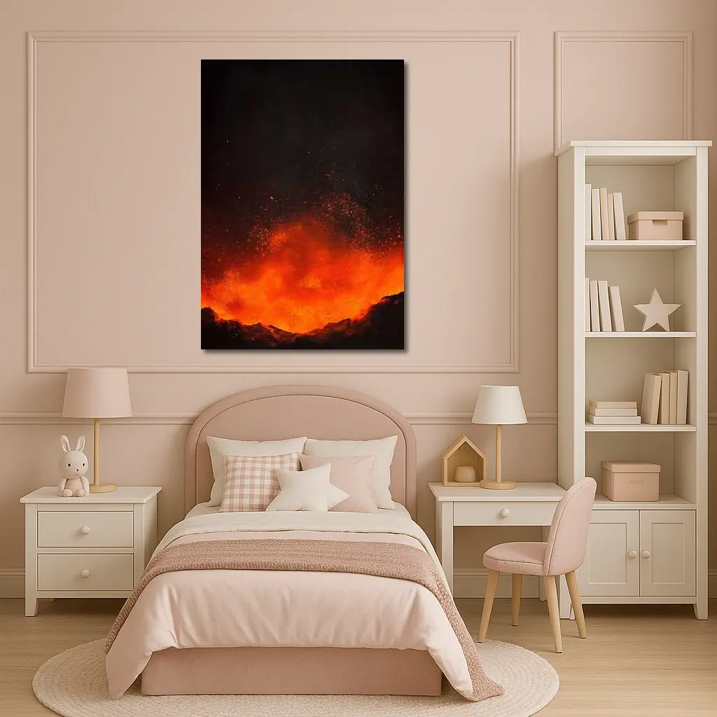 Volcanic Eruption Lava Explosion Dark Night – Wall Art