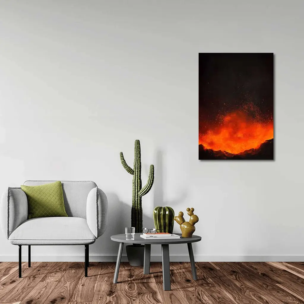 Volcanic Eruption Lava Explosion Dark Night – Wall Art