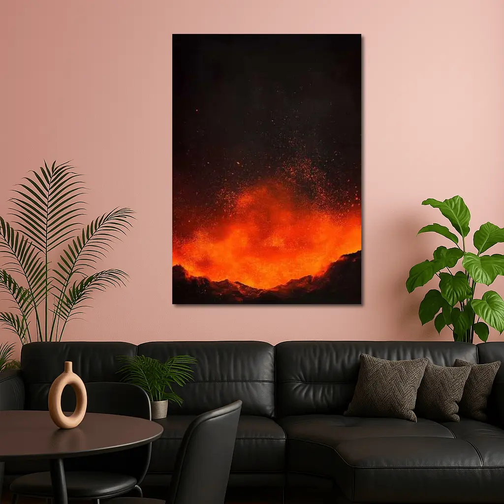 Volcanic Eruption Lava Explosion Dark Night – Wall Art