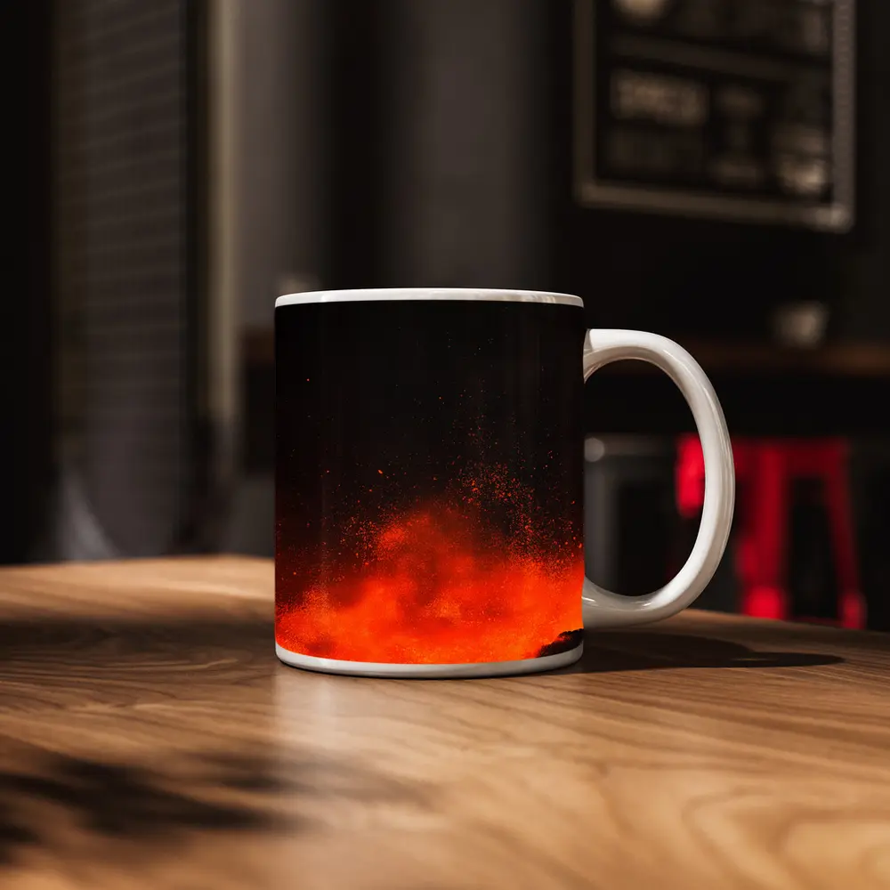 Volcanic Eruption Lava Explosion Dark Night – Mugs