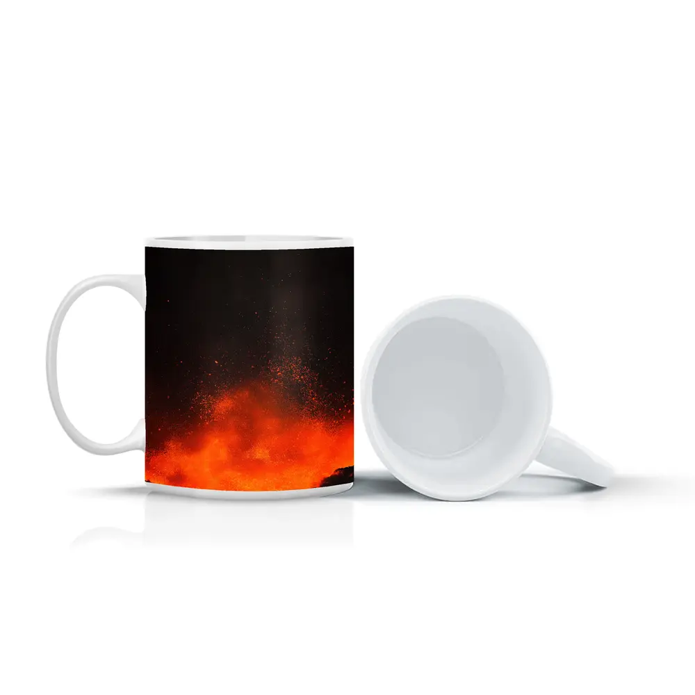 Volcanic Eruption Lava Explosion Dark Night – Mugs