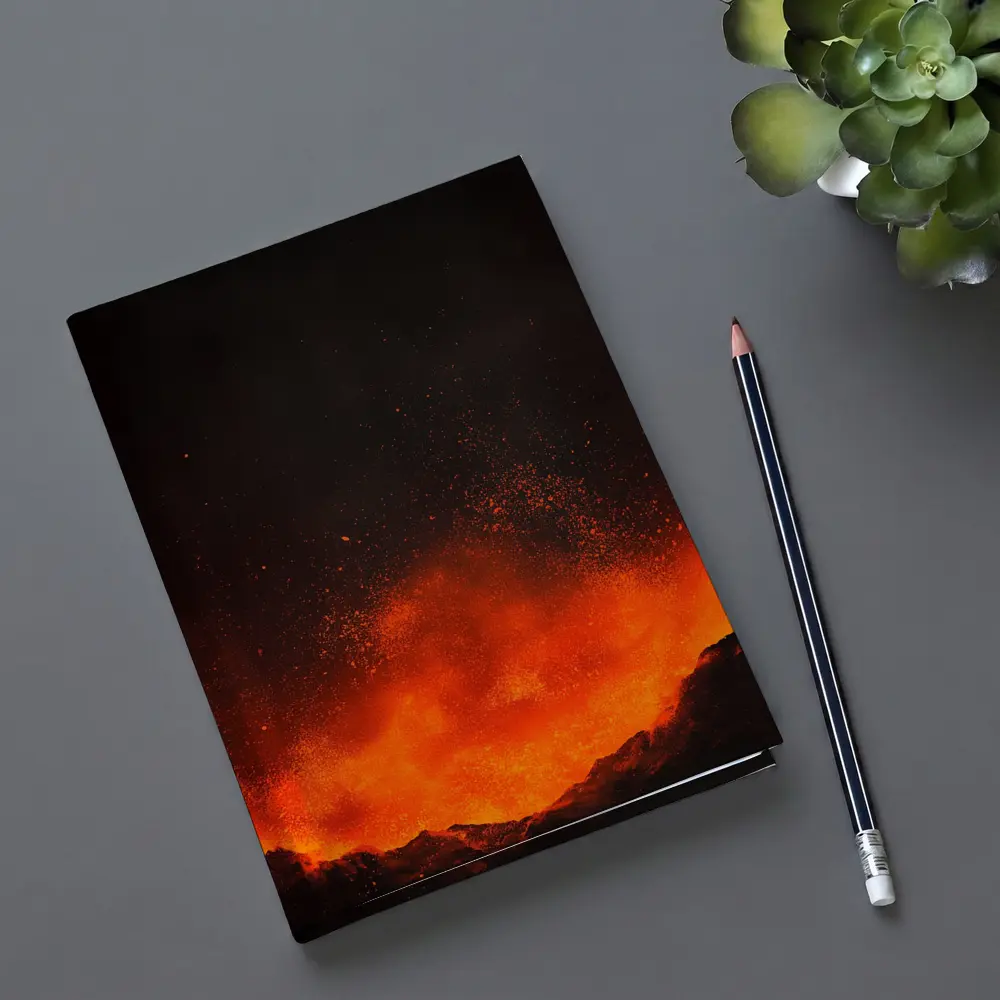 Volcanic Eruption Lava Explosion Dark Night – Notebooks