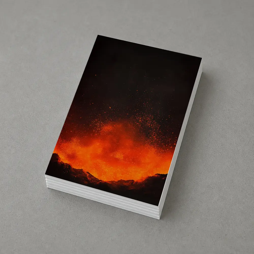Volcanic Eruption Lava Explosion Dark Night – Postcards