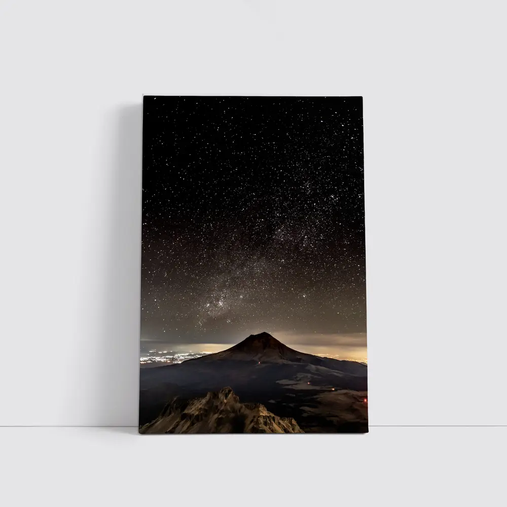 Volcano Peak Under Starry Night Sky – Wall Art