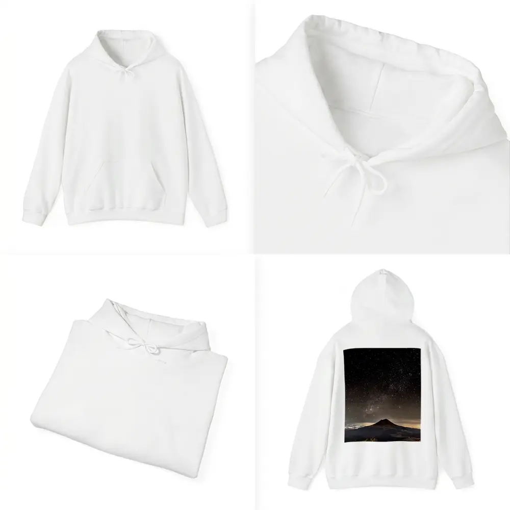Volcano Peak Under Starry Night Sky – Hoodies