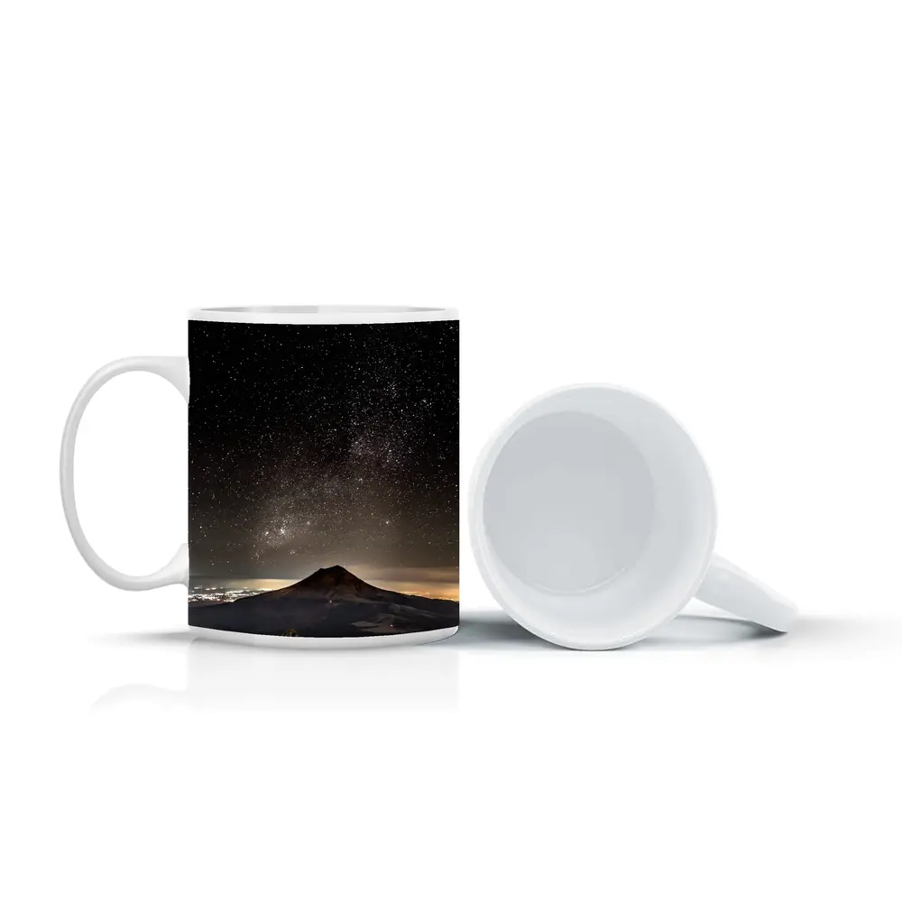 Volcano Peak Under Starry Night Sky – Mugs