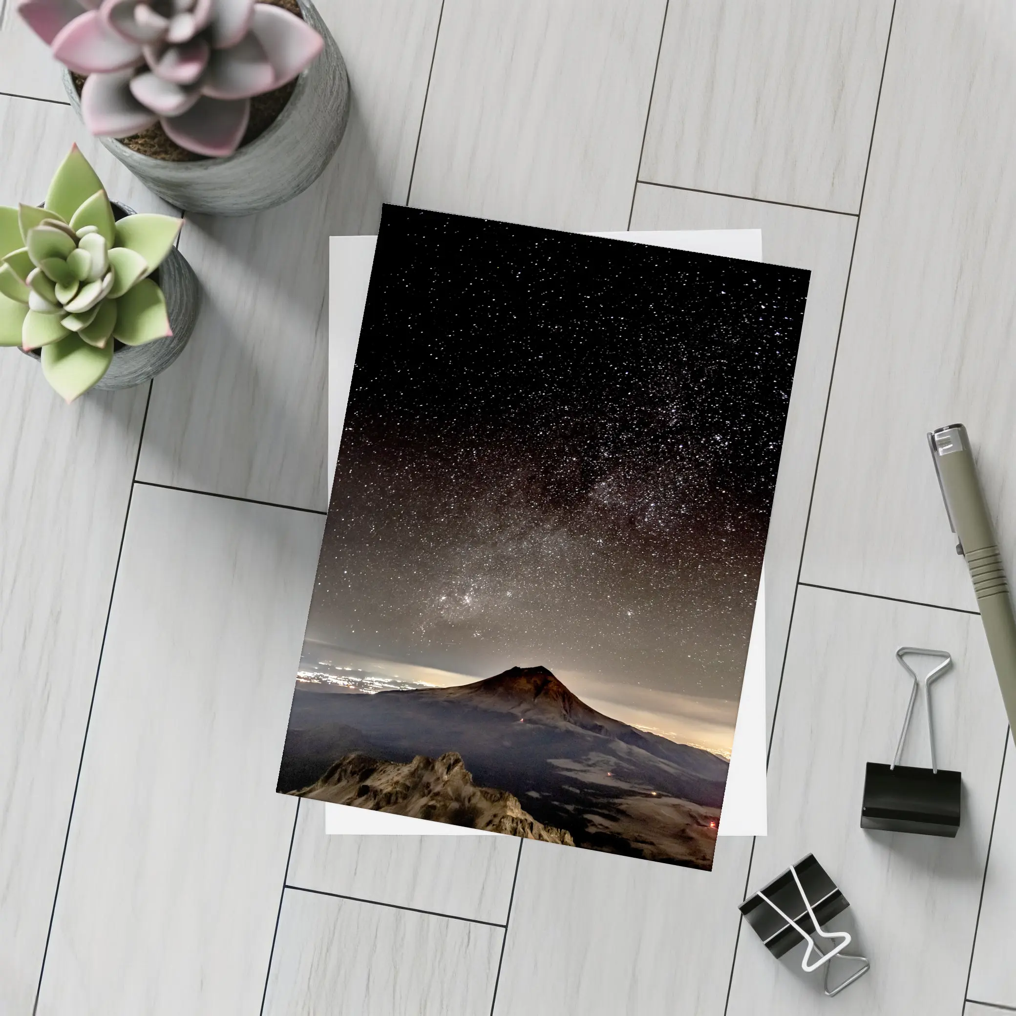 Volcano Peak Under Starry Night Sky – Postcards