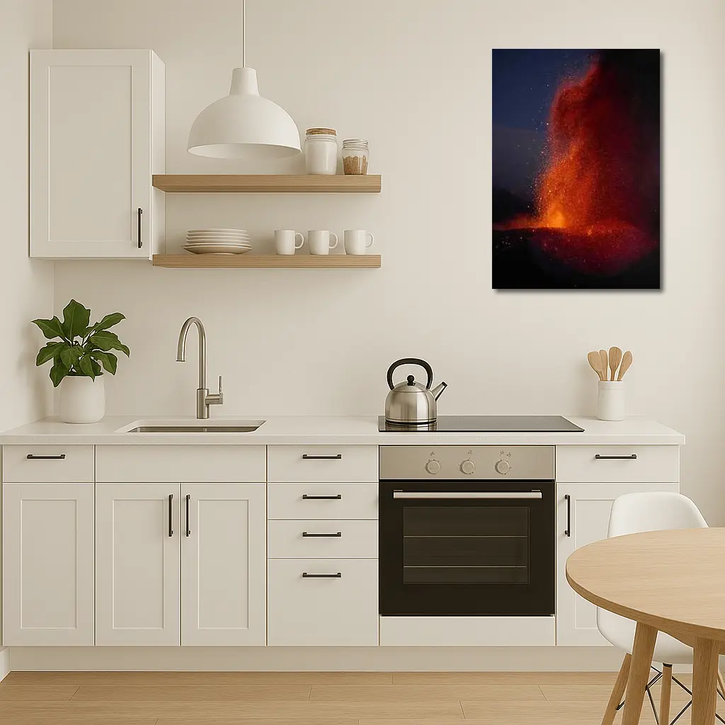 Volcano Lava Eruption Dark Night Sky – Wall Art