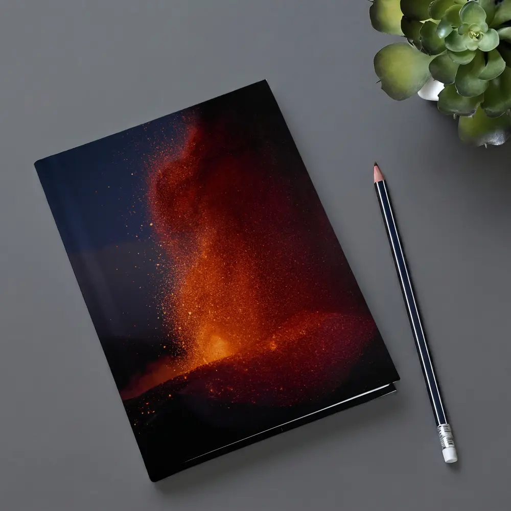 Volcano Lava Eruption Dark Night Sky – Notebooks