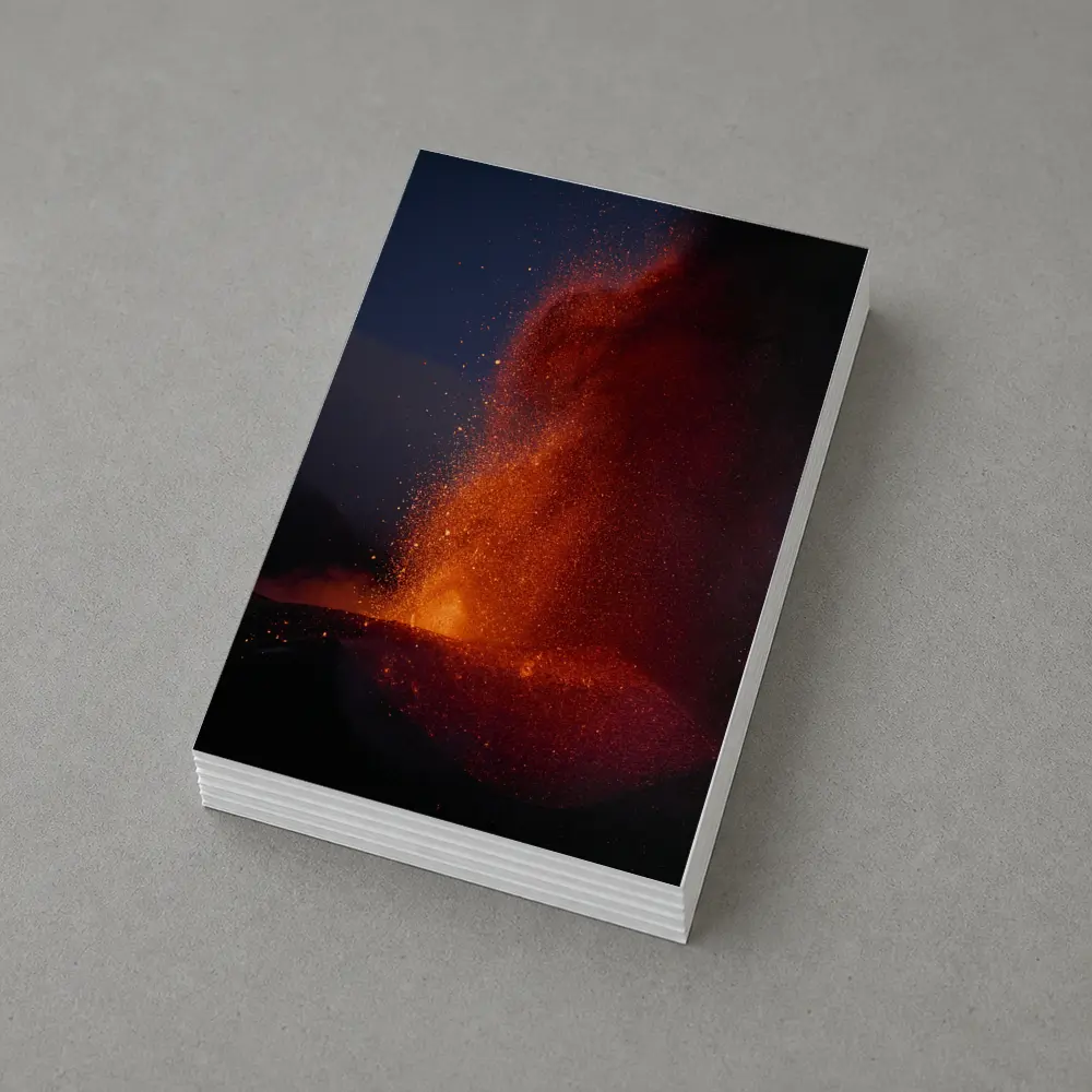 Volcano Lava Eruption Dark Night Sky – Postcards