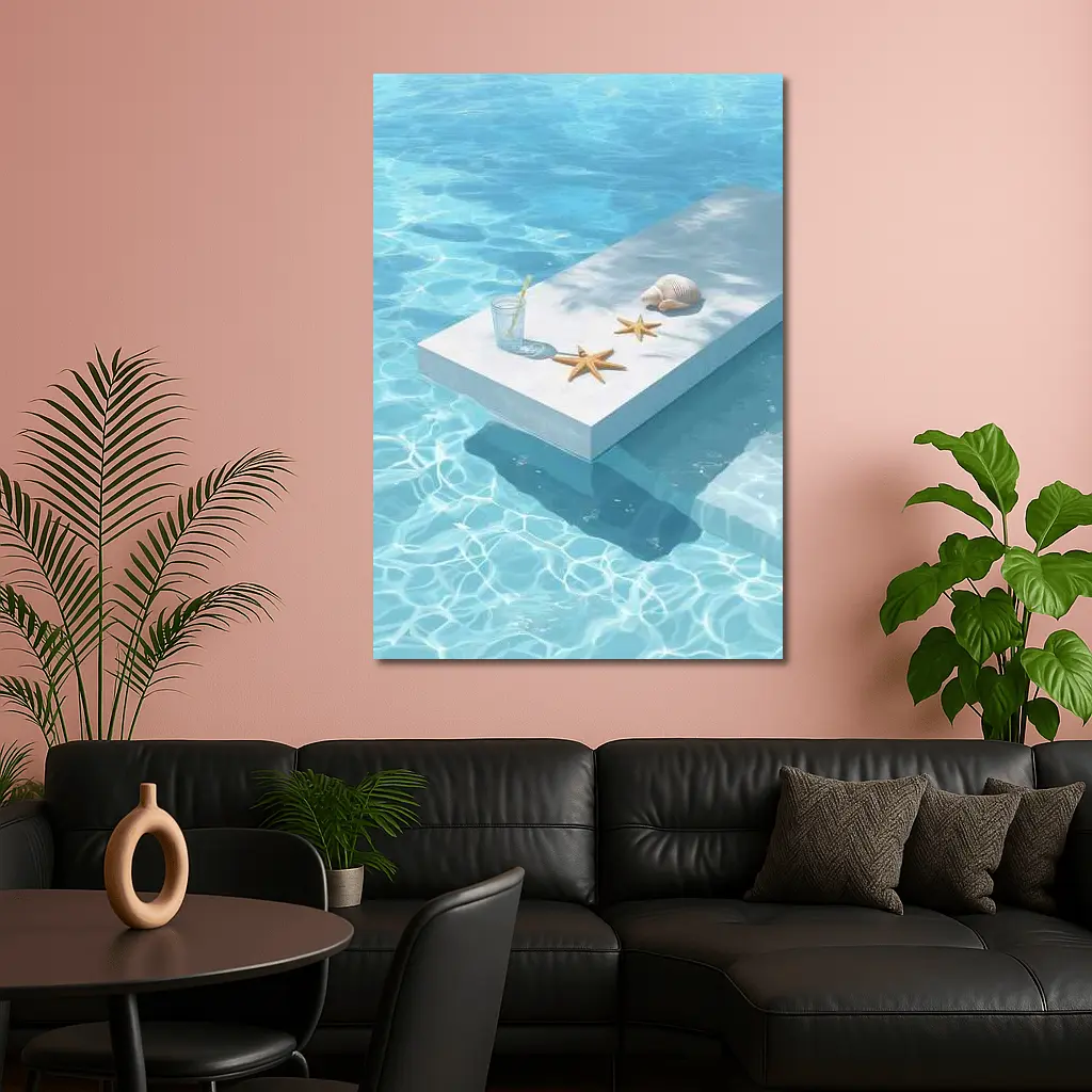 Summer Pool Starfish Seashell Clear Water – Wall Art