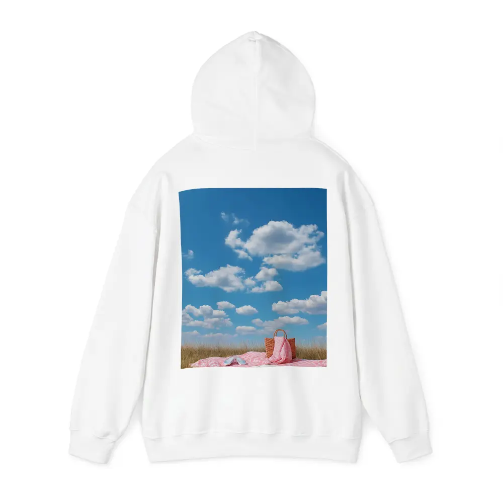 Pink Picnic Blanket Open Field Blue Sky – Hoodies