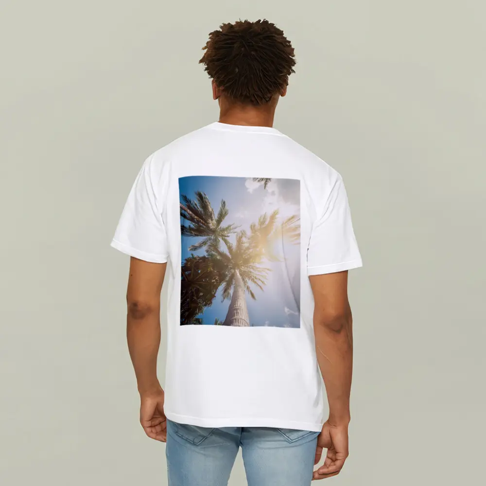 Palm Trees Looking Up Sunny Blue Sky – T-Shirts