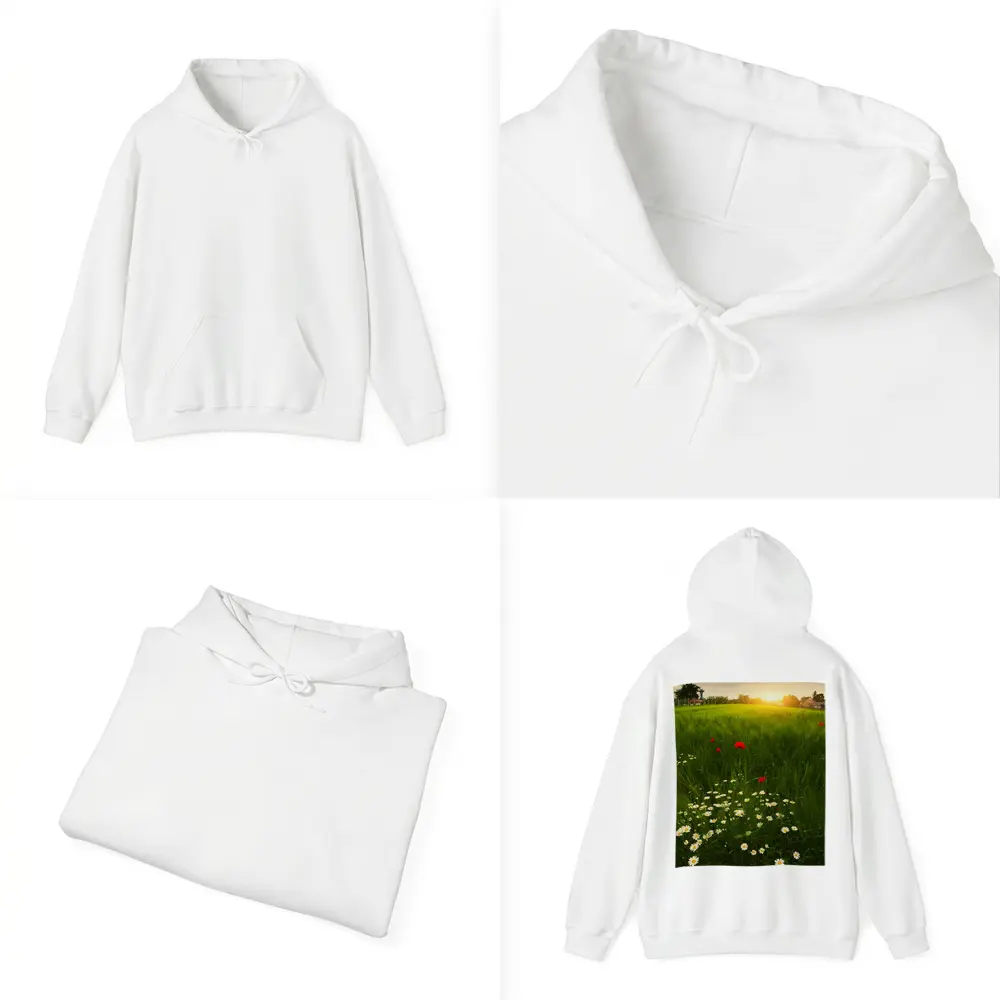 Daisy And Poppy Field Golden Sunset – Hoodies