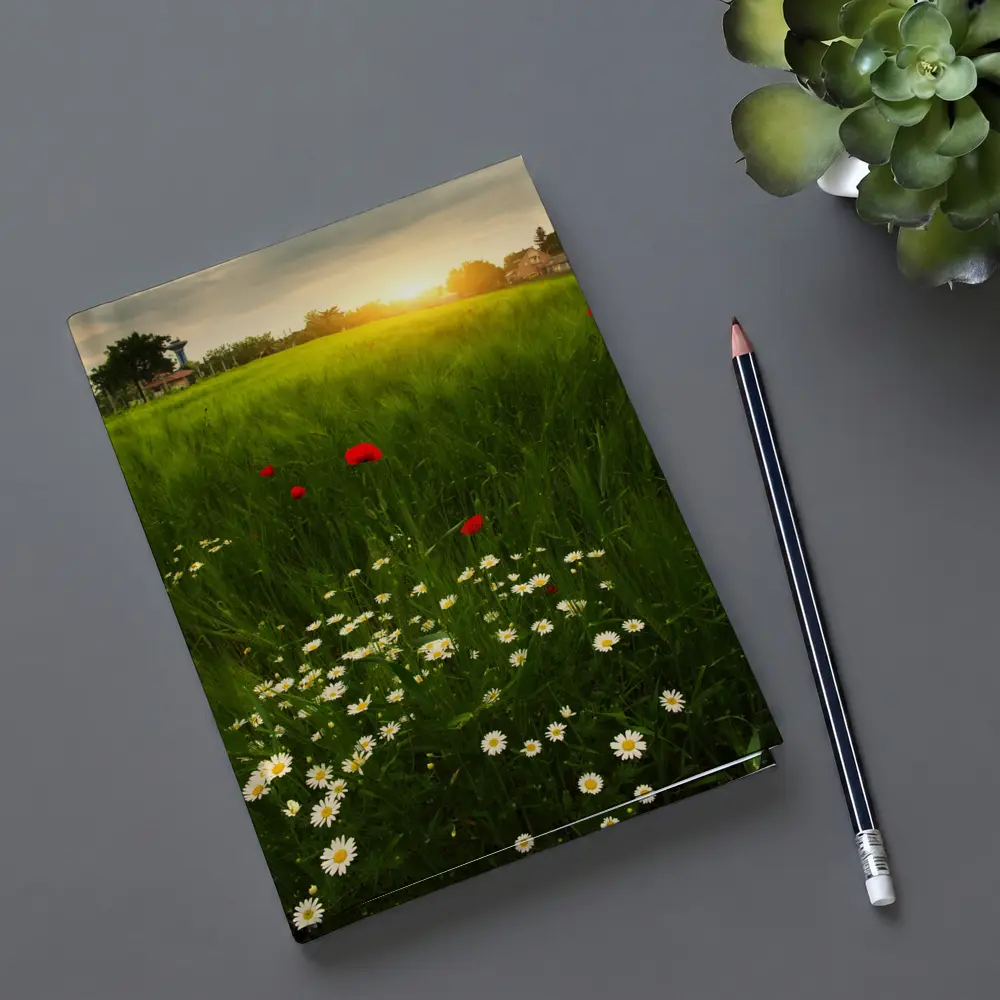 Daisy And Poppy Field Golden Sunset – Notebooks