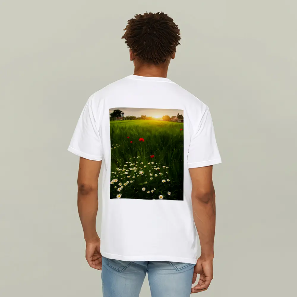 Daisy And Poppy Field Golden Sunset – T-Shirts