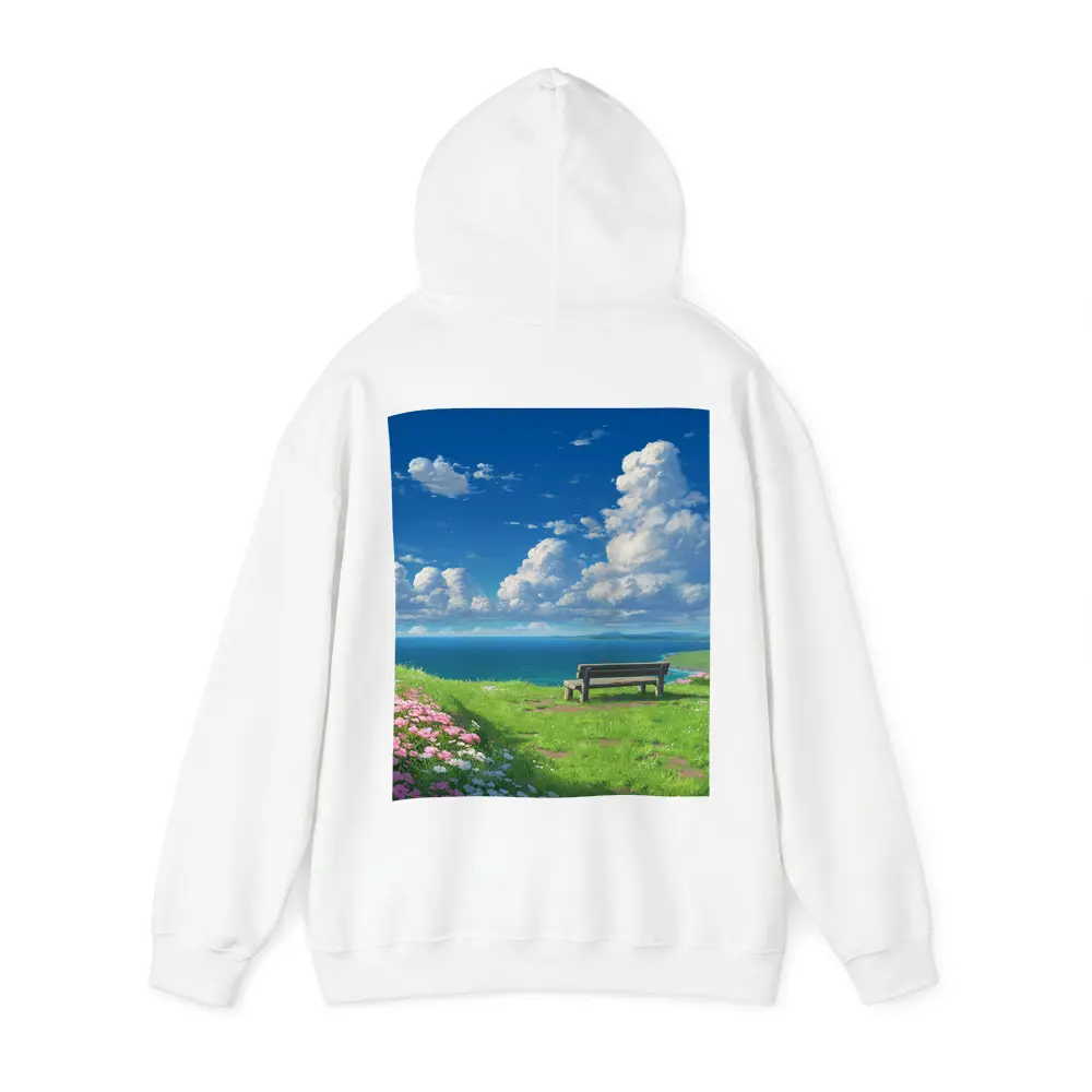 Anime Coastal Bench Scene Blue Sky – Hoodies
