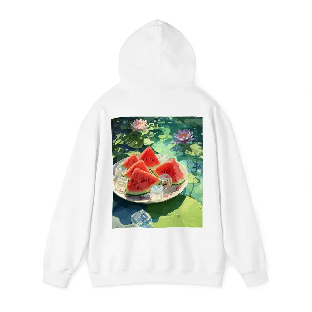 Watermelon Slices Ice Cubes Lotus Pond – Hoodies