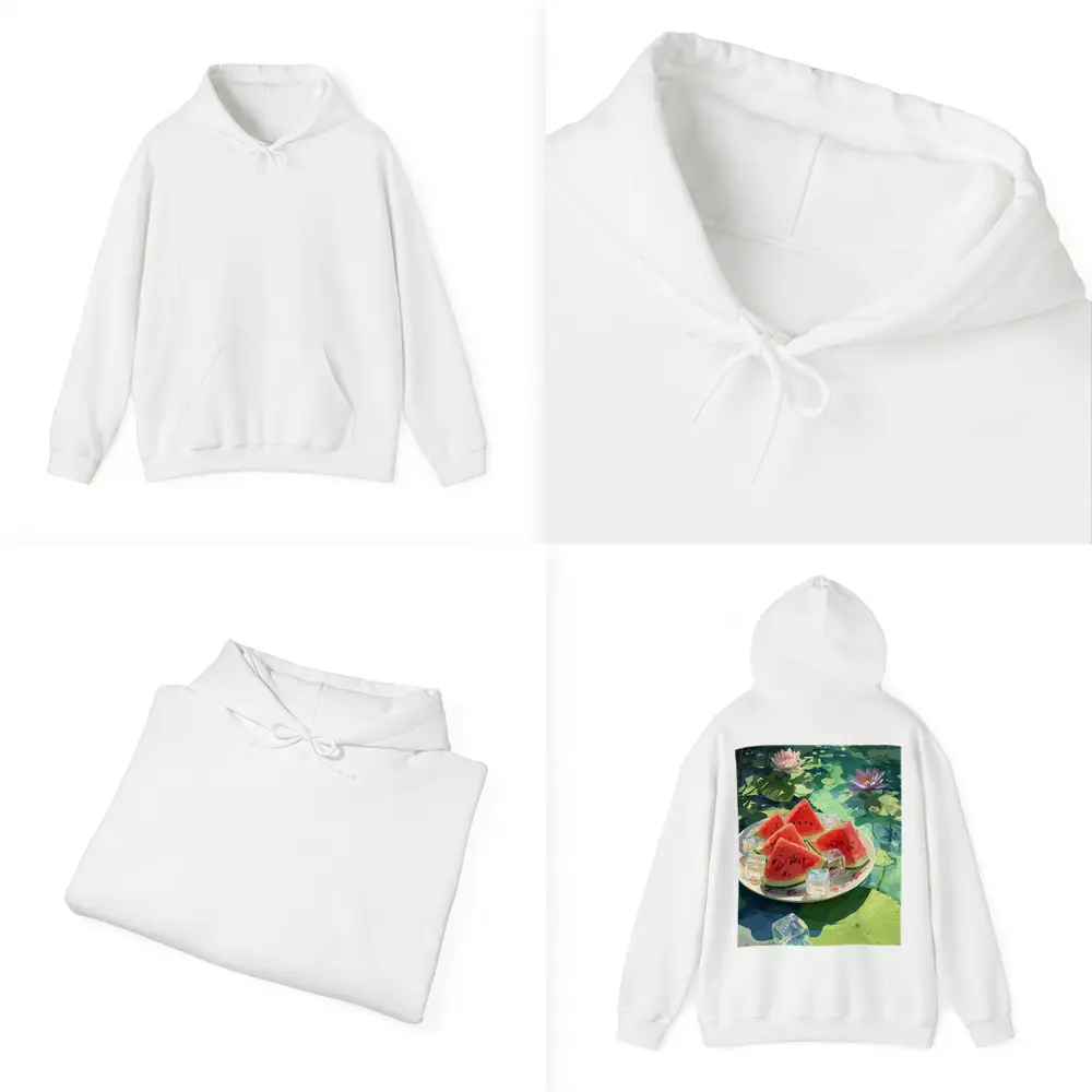 Watermelon Slices Ice Cubes Lotus Pond – Hoodies