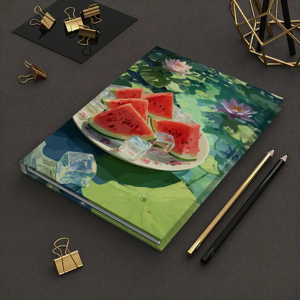 Watermelon Slices Ice Cubes Lotus Pond – Notebooks