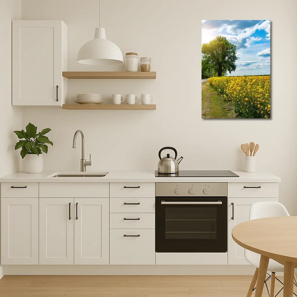 Yellow Rapeseed Field Road Large Tree – Wall Art