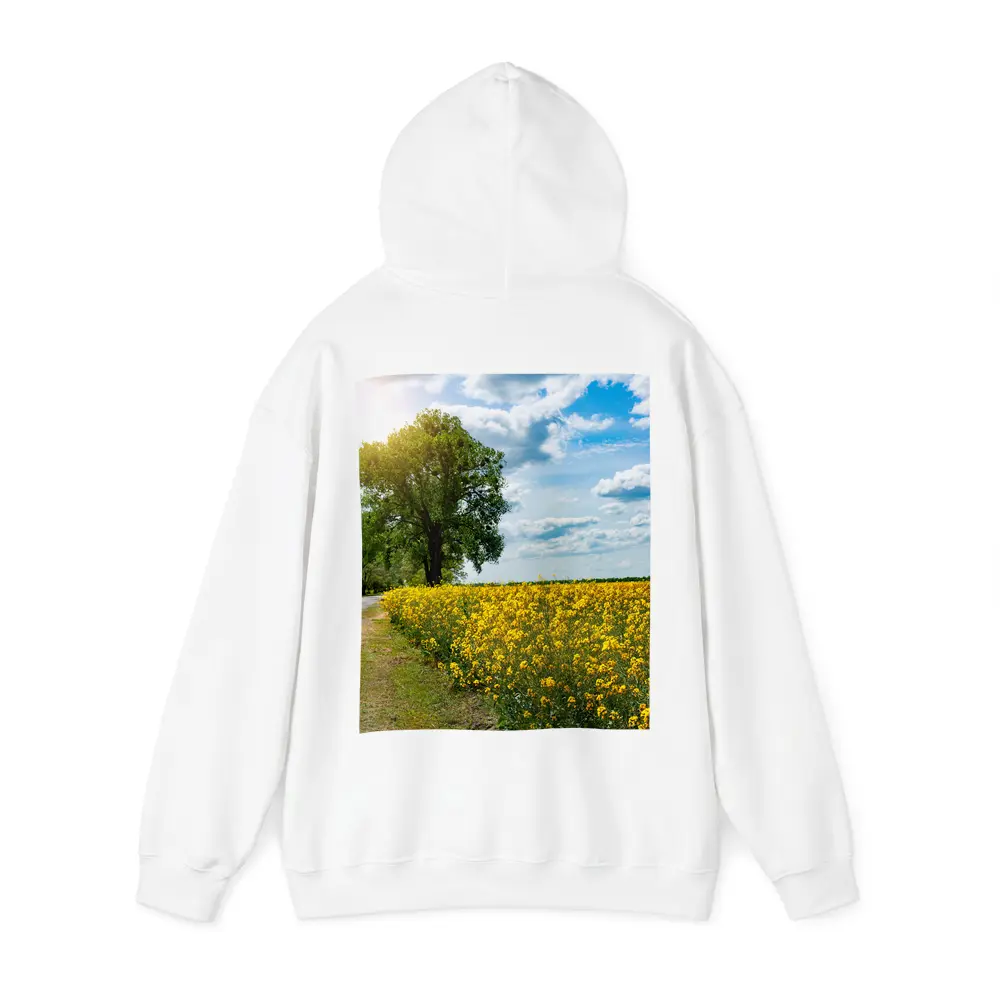Yellow Rapeseed Field Road Large Tree – Hoodies