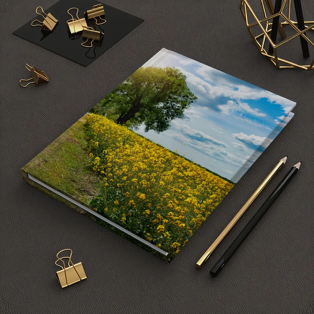 Yellow Rapeseed Field Road Large Tree – Notebooks