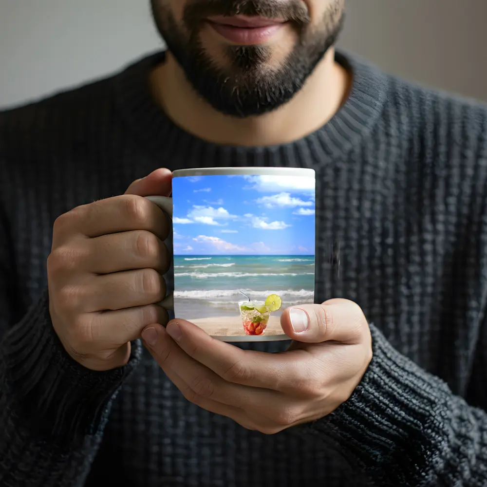 Tropical Cocktail Drink Sandy Beach Ocean – Mugs