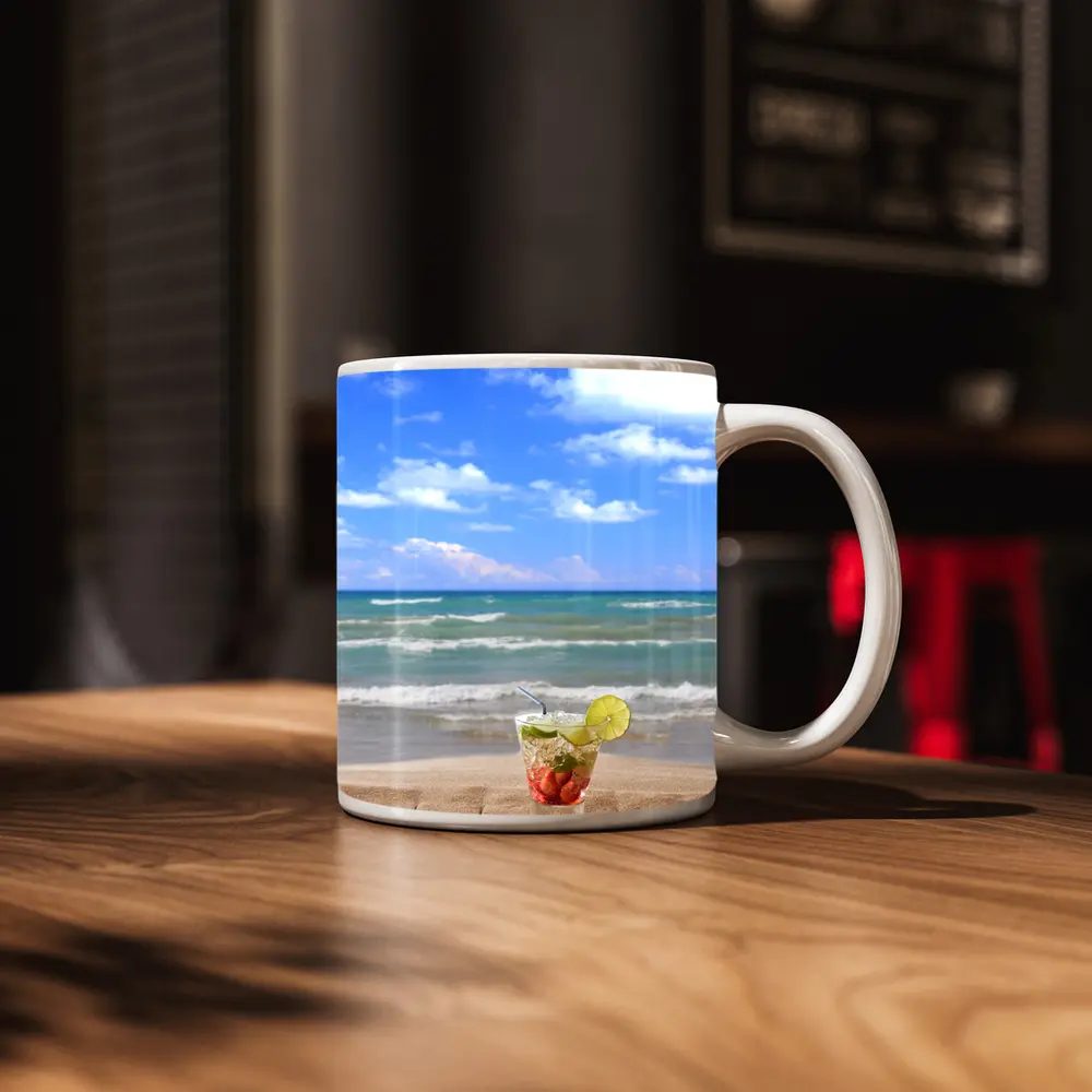Tropical Cocktail Drink Sandy Beach Ocean – Mugs