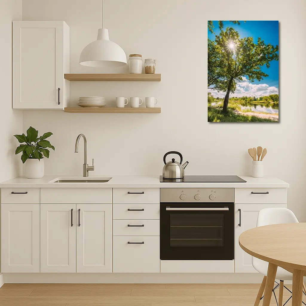 Oak Tree Sun Flare River Summer – Wall Art