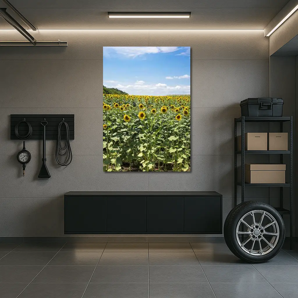 Sunflower Field Under Blue Summer Sky – Wall Art