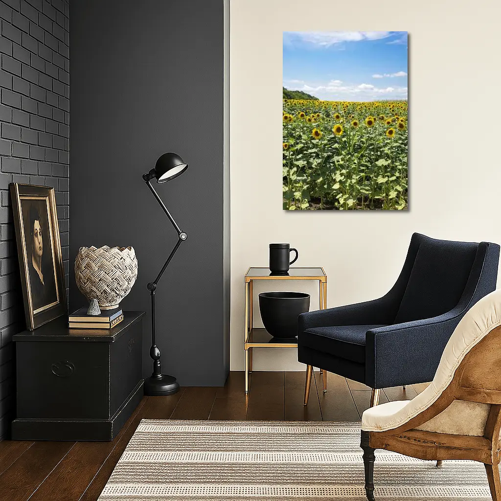 Sunflower Field Under Blue Summer Sky – Wall Art