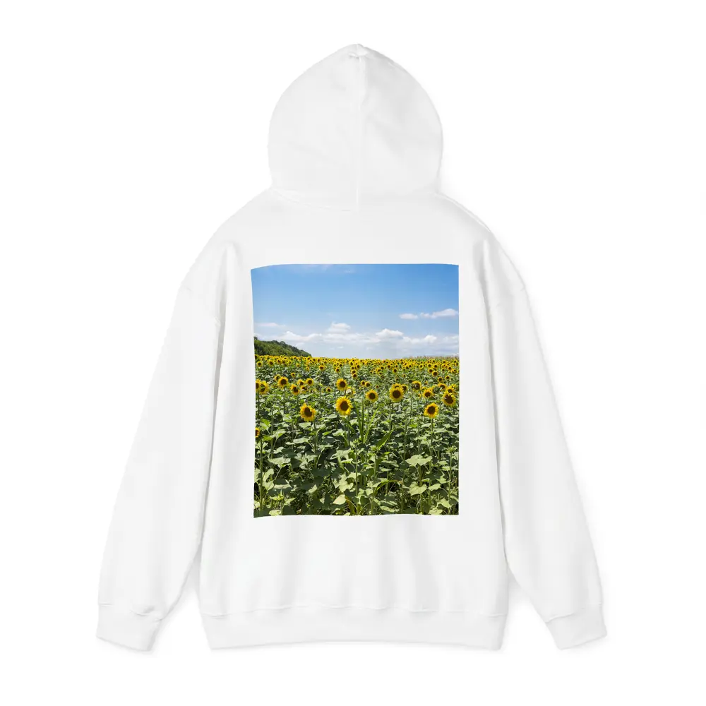 Sunflower Field Under Blue Summer Sky – Hoodies
