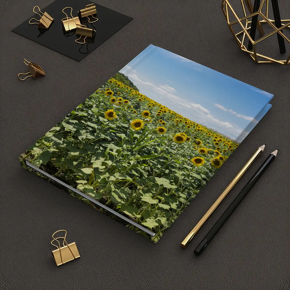 Sunflower Field Under Blue Summer Sky – Notebooks