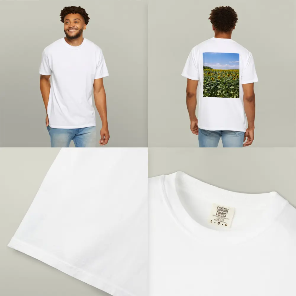 Sunflower Field Under Blue Summer Sky – T-Shirts